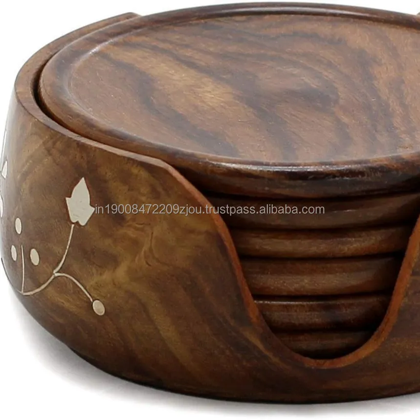 Wooden Beautiful Tea Coaster Lotus Plate Handmade Wooden Tea Coffee Coasters/Coasters Set