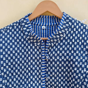 Indian Handmade 100% Cotton Eco-Friendly Autumn <b>Winter</b> <b>Quilted</b> Anti-Wrinkle Breathable Front Pocket Regular Jacket Waistcoat - Product Image 6