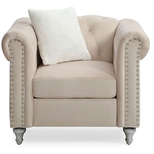 Stylish Beige <b>Single</b>-Seater <b>Armchair</b> for Living Room - Product Image 2