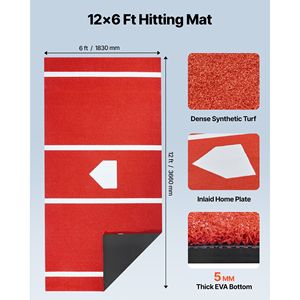 12x6 ft rosso Outdoor Training maturing Baseball colpire tappetino da Softball battuta gabbia tappetino per una pratica efficace - Product Image 2