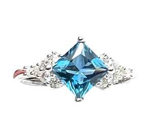 Anillo de topacio azul de Londres, plata de ley 925, piedra de nacimiento de diciembre, joyería elegante, regalo para mujer - Product Image 3