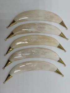 Pendentifs en os naturel avec capuchons en laiton, breloques en os polies faites à la main pour la fabrication de colliers, fournitures d'artisanat - Product Image 3