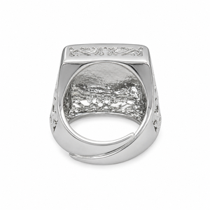 Anello Vintage da Uomo in Argento Sterling 925 con Motivo a Corona Quadrata Nera, Gioielli Personalizzati all'Ingrosso - Product Image 3