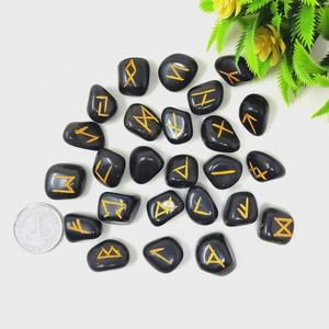 ชุดรูนแบล็คทัวร์มาลีน คริสตัลฟูทาร์ก สไตล์เฟิงชุ่ย สลักลายพรีเมียม ทำด้วยมือ หินอาเกตมุนตาฮะสำหรับบำบัดรักษา - Product Image 2