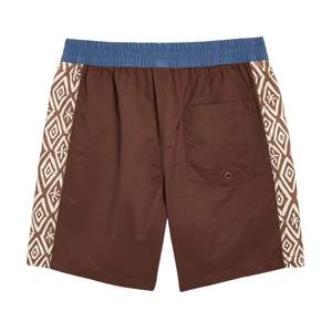Shorts de bain marron pour hommes, séchage rapide, motif tribal, panneau latéral, logo personnalisé, vêtements de plage professionnels - Product Image 2