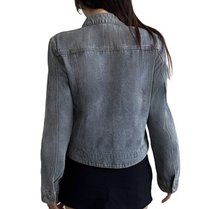 Distressed Washed Denim <b>Jacket</b> Stand Collar Zip Long Sleeve Windproof Modern Street Casual Autumn Outerwear 2026 - Product Image 3