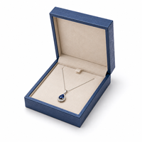 Boîte cadeau de luxe personnalisée bleue avec insert en velours pour collier, bague, bracelet, pendentif
