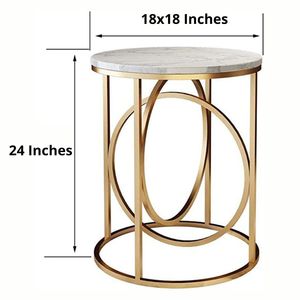 Table d'appoint métallique de luxe de designer, 18 x 18 x 24 pouces, table d'appoint moderne pour salon et chambre à coucher - Product Image 2