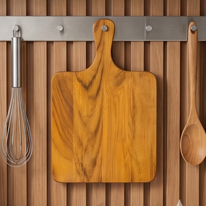 Planche à découper en teck naturel massif à 100 %, design ergonomique en forme de palette pour la cuisine, finition lisse de haute qualité - Product Image 5