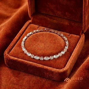 Pulsera de tenis de moissanita para mujer, oro rosa, cadena fina, joyería de moda, piedra marquesa, accesorio elegante, regalo - Product Image 5