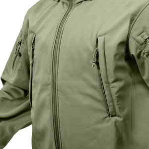 Chaqueta de Forro Polar Verde Oliva para Hombre, Cuello Alto, Cierre de Cremallera, Estilo Workwear, Resistente al Viento, Corte Regular - Product Image 3