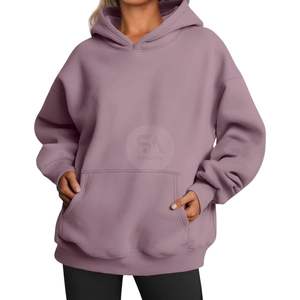 Sudadera con Capucha de Manga Larga Gris Jaspeado para Invierno, de Algodón y Forro Polar, con Logo Frontal, para Gimnasio y Fitness, Hombro Caído, Venta al por Mayor, Tallas Grandes - Product Image 4