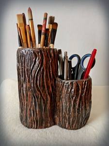 Organisateur de rangement pour stylos en bois sophistiqué, support de bureau en bois pour artistes et étudiants, support à stylos en bois fin pour la décoration de l'espace de travail - Product Image 6