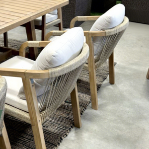 Dining Set Solid Wood OEM ODM Custom Wood/ Aluminum Frame + Size + Cushion Color Vietnam 4/6/8 Seat - Product Image 1