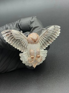 Pendentif hibou avec strass en cristal, alliage plaqué argent 925, bijou fantaisie, cadeau, style classique unisexe - Product Image 4