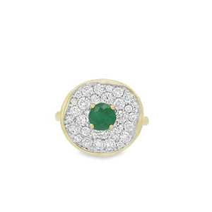 Anillos de declaración Pinky con cúpula de diamante, al por mayor, de oro macizo de 14k, con pavé de zafiro y rubí cultivados en laboratorio, corte redondo, estilo donut, joyería de cóctel moderna - Product Image 1