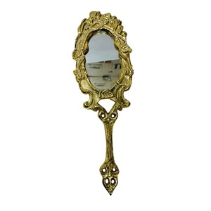 Luxury Vintage Baroque <b>Handheld</b> <b>Mirror</b> Ornate Antique Gold Brass Hand <b>Mirror</b> for Personal Makeup Royal Vanity Decor - Product Image 1