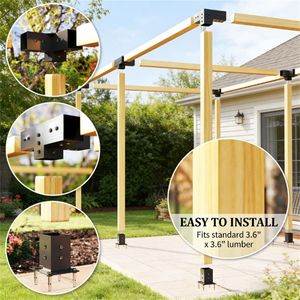 Kit Pergola 8 Pezzi con Accessori per Staffe in Legno Solo per Gazebo e Padiglioni - Product Image 4