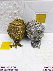 Handmade Luxury Round Metal Potli Bag for Women | Bridal <b>Wedding</b> <b>Clutch</b> Purse | Designer Evening Party Handbag - Product Image 1