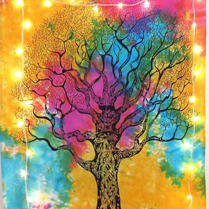 Petite tapisserie murale en coton, motif arbre sec, décoration intérieure, plusieurs couleurs, faite à la main par des artisans indiens - Product Image 1