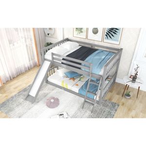 Lit superposé gris double avec glissière et échelle convertibles, lits pour enfants, ancien SKU GX000708AAE - Product Image 5