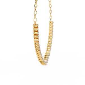 Collar de cadena tipo tenis clásico con diamantes cultivados en laboratorio de corte redondo y engaste de púas, certificado CVD IGI, de oro macizo de 14K - Product Image 3