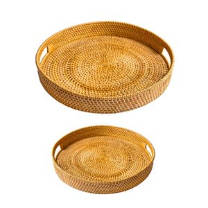 Round Wicker RATTAN <b>BASKET</b> / <b>TRAY</b> Rattan <b>Tray</b> Handmade Decorative <b>Tray</b> for Home Accessories - Product Image 1