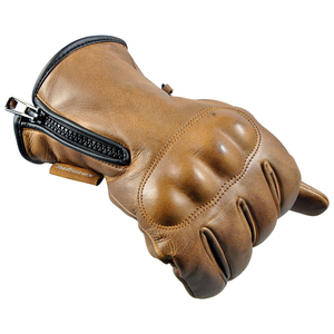 Gants de moto en cuir marron à doigts entiers avec protection des articulations et fermeture éclair, gants d'hiver robustes - Product Image 3