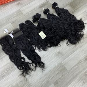 Extensiones de Cabello Humano Natural Ondulado Virgen Vietnamita Negro Natural, Doble Trama, Tejido a Máquina, Cabello Humano de Vietnam - Product Image 5