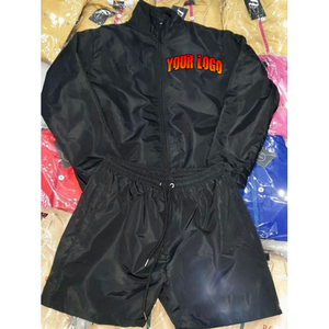 Conjunto de Chaqueta Corta Impermeable con Capucha de Dos Piezas Personalizada, Chaqueta Cortavientos con Parches y Cremallera de Nailon, Ropa Deportiva Urbana para Hombre - Product Image 1