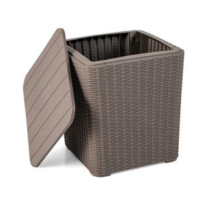 Tavolino da esterno in resina con coperchio rimovibile e dettagli in vimini - Product Image 1