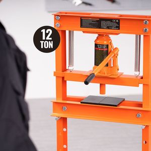 Presse hydraulique à cadre en H de 12 tonnes, réglable, pour garage et atelier, avec plaques hydrauliques robustes pour usage professionnel - Product Image 6