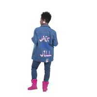 Jaket Denim JJ Finale Wanita Model Distressed Rajutan Panjang Kasual Streetwear Kancing Oversized Bahan Katun Tahan Air