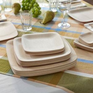 Assiettes élégantes pour dîner, 7 pouces, forme carrée, vaisselle compostable en feuilles de palmier, collection d'assiettes pour la présentation des aliments - Product Image 1