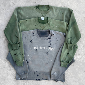 Sudadera con capucha de doble capa de 460GSM hecha a mano con efecto desgastado por el sol y sudadera con capucha lisa con cremallera de 450GSM para hombre, con lavado efecto desgastado por ácido y piedra. - Product Image 1
