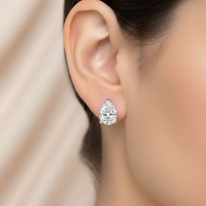 แหวนเพชรรูปลูกแพร์ตัดสีรูปตัววีสำหรับ1.00CTW เหมาะสำหรับปลูกในห้องแล็บชุบทอง18K พร้อมใบรับรอง - Product Image 6