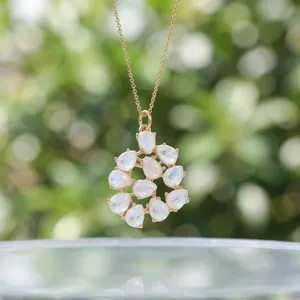 สร้อยคอแฟชั่น หินมูนสโตนสีรุ้ง ชุบทอง 18k ทองเหลืองป้องกันการหมอง สร้อยคอจี้สำหรับผู้หญิง เครื่องประดับขายดี - Product Image 6