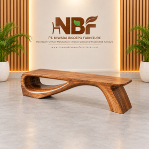 Banco de Madera Suar Orgánica para Sala de Estar, Banco Continuo de Madera Suar, Diseño de Madera Maciza Tallada, Serie Premium para Interiores Residenciales - Product Image 4