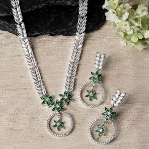 Conjunto de Collar y Pendientes de Flor Chapados en Oro con Circones, Joyería Clásica de Boda para Mujer, Imitación de Perlas y Piedra Azul, Conjuntos de Joyería de Aleación - Product Image 5