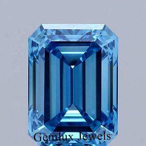 Fancy Vivid Blue 2,5 quilates Emerald Cut VS Loose Lab Grown Diamond IGI Certified Blue Emerald Cut Lab Grown Diamond Ring/Collar - Product Image 1