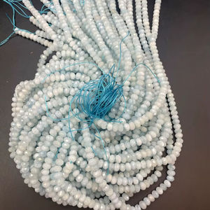 Perles de pierre d'aquamarine naturelle, facettées, forme rondelle, magnifique bleu marine, pierre précieuse de haute qualité pour bijoux - Product Image 1