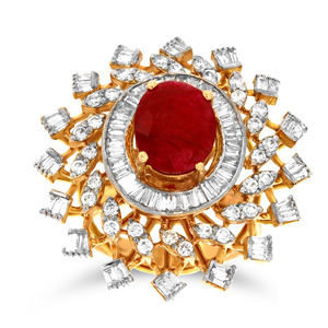 Bague Diamantée Éclatante Daisy, Bague Le Jardin Céleste Impérial, Un Nuage Monumental de Diamants dans un Halo Doré - Product Image 1