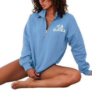 Sweat-shirt décontracté surdimensionné à col montant et demi-zip pour femme, qualité supérieure, vente en gros OEM, collection automne-hiver - Product Image 4