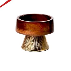 Bol double en bois de haute qualité avec centre en métal doré, bol de luxe pour chips et sauce, pour table - Product Image 3