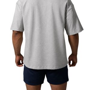 Camiseta Gráfica Oversize para Hombre en Gris Jaspeado, Cuello Redondo, Algodón Suave, Corte Relajado, Estilo Casual Deportivo Urbano - Product Image 5