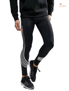 Leggings de sport pour homme, couleur unie, sous-vêtement de base, longueur intégrale, en Spandex/Nylon/Coton, taille élastique, respirant, séchage rapide, résistant à l'eau - Product Image 2