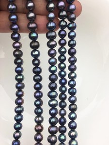 Perles d'eau douce bleu-vert AA 7-8mm, perles de pomme de terre, haute brillance, brin lâche, pour la fabrication de bijoux, vente en gros, tendance - Product Image 3