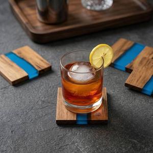 Ensemble de sous-verres carrés en bois et résine époxy de luxe, accessoires pour boissons faits à la main, diamètre 35 mm, pour la décoration moderne de la maison, de la cuisine et du bureau - Product Image 2