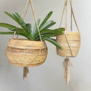 Décoration de jardin, pot à plantes en rotin écologique, pots à fleurs, prix d'usine, jardinière suspendue en cannage - Product Image 1