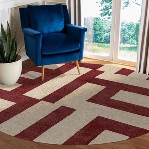 Alfombra redonda de lana moderna hecha a mano, diseño personalizado, Alfombra de área con mechones para el hogar y la Oficina, lavable para uso de Picnic - Product Image 5